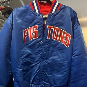 STARTER Blue Bomber Jacket with Red Accents